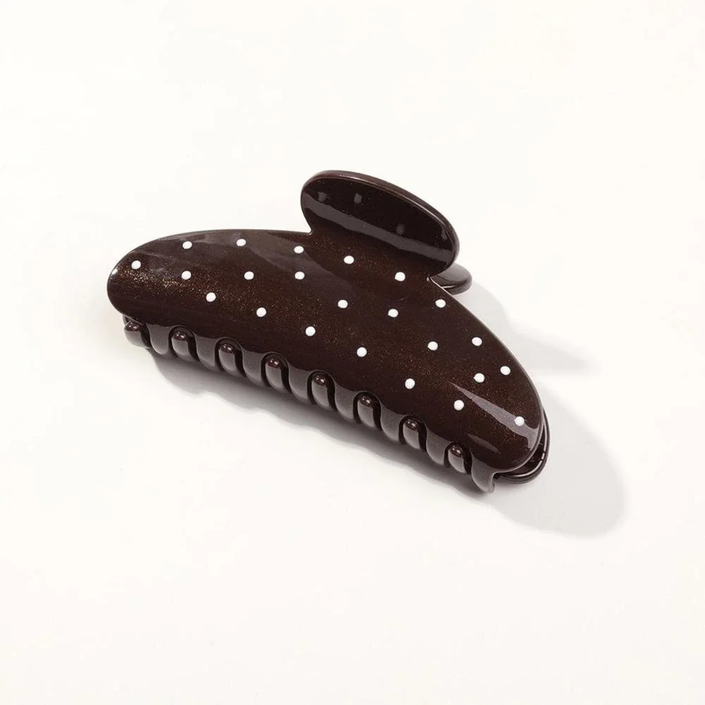 Black Hair Clip with White Polka Dots NWT